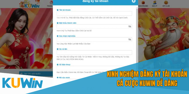 Các bước cần thiết để tạo tài khoản cá cược tại KUWIN